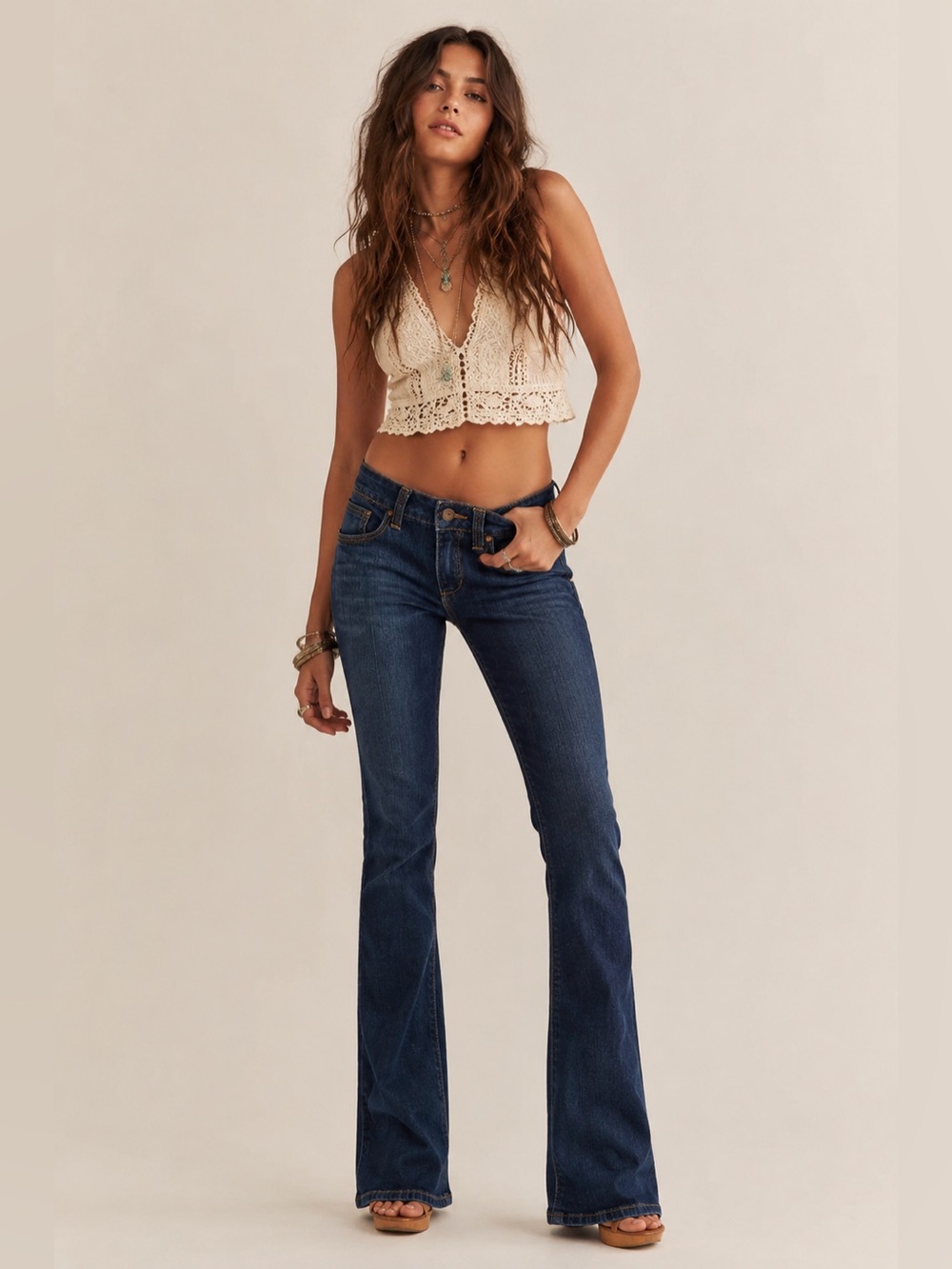 JAG Jeans Low Rise Boot Leg Jeans- Boho Festival Dark Wash